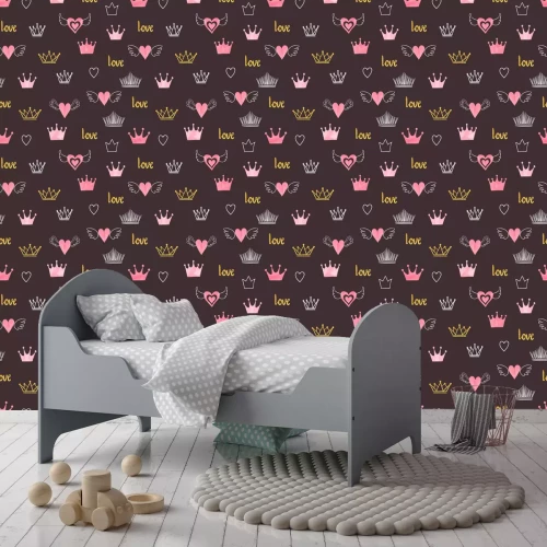 Tapete Mädchenhaftes Muster mit Kronen