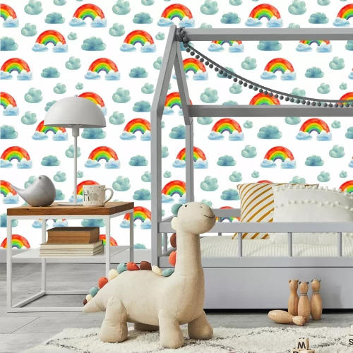 Tapete Wolken und Regenbogen