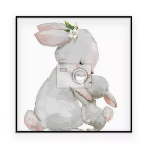 Poster Zwei niedliche Häschen in Aquarell