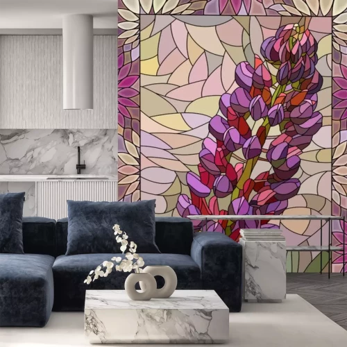 Sticker Vektorillustration des violetten Lupine.