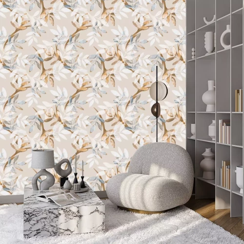 Tapete Blätter nahtlose Muster. Handgezeichnete Hintergrund.