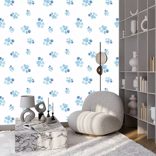 Tapete Minimalistische blaue Pfoten