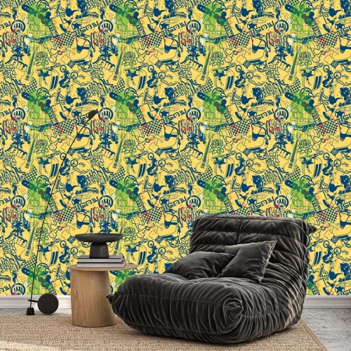 Tapete Mosaik von Mauerzeichnungen