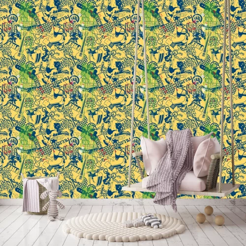 Tapete Mosaik von Mauerzeichnungen