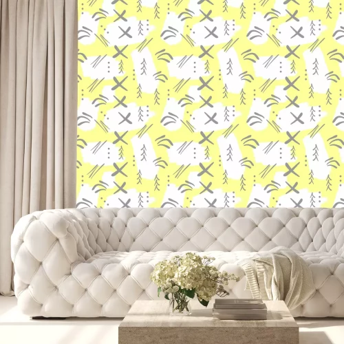 Tapete Abstraktes nahtloses Muster. Wiederholte Pinselstriche und geometrische Formen von Hand gezeichnet. Grunge, Gekritzel, Skizze, Aquarell.