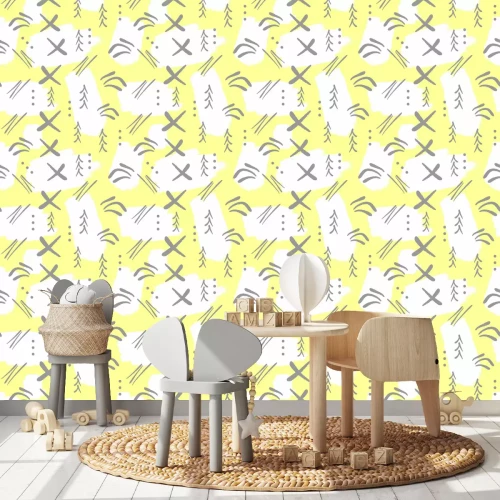 Tapete Abstraktes nahtloses Muster. Wiederholte Pinselstriche und geometrische Formen von Hand gezeichnet. Grunge, Gekritzel, Skizze, Aquarell.