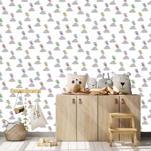 Tapete Vögel mit bunten Flügeln