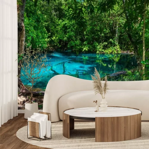 Fototapete Dschungel und türkisfarbener Teich