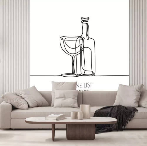Sticker Einfache Zeichnung einer Flasche und eines Glases