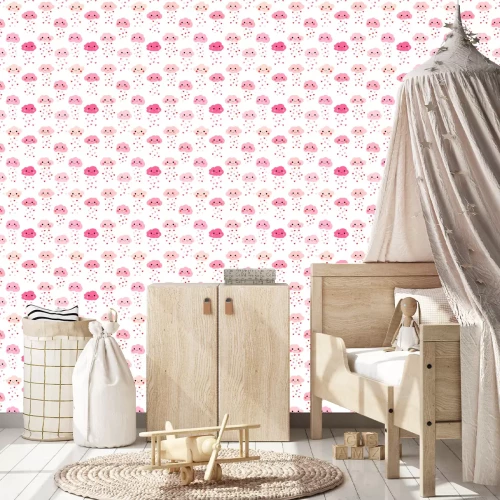 Tapete Kleine rosa Wolken mit Herzen