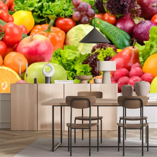 Sticker Obst und Gemüse übereinander gestapelt