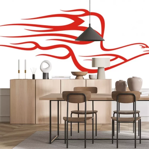 Sticker Wilde Tiere Adler Grafik rote Linien