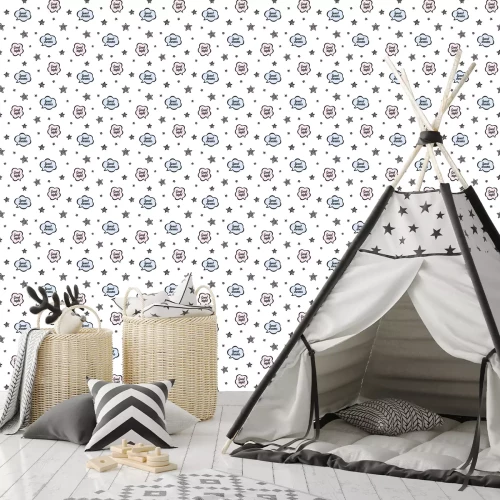 Tapete Wolken mit Schriftzug und Sternchen