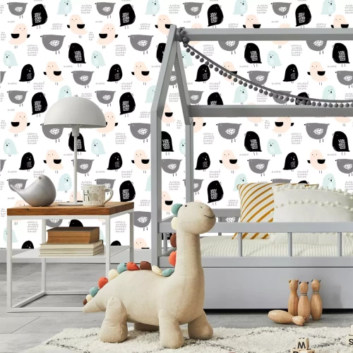 Tapete Skandinavische kleine Vögel