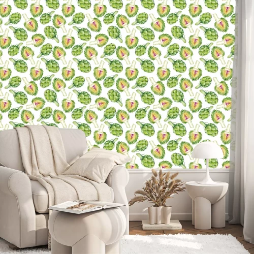 Tapete Artischocken mit Aquarell auf weißem Hintergrund gemalt