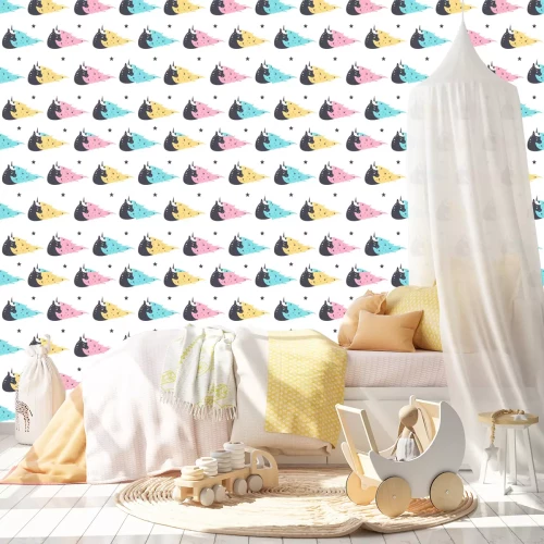 Tapete Sterne und Einhörner