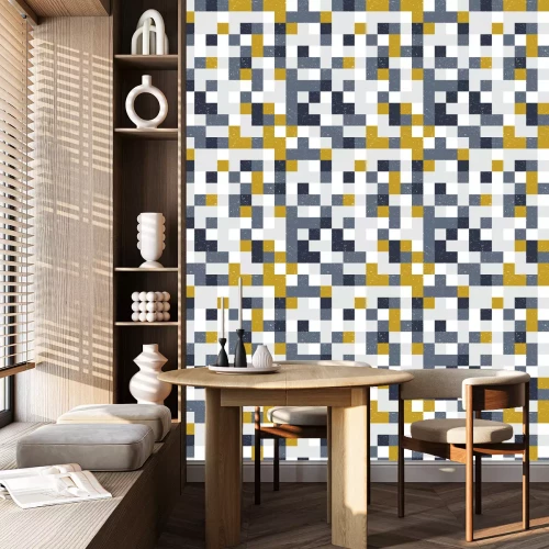 Tapete Mehrfarbige Vintage-Quadrate