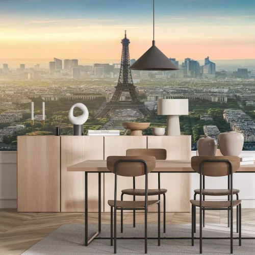 Fototapete Panorama von Paris bei Sonnenaufgang