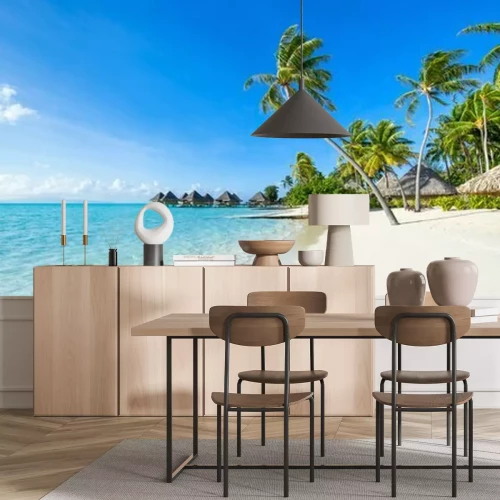 Fototapete Strand auf einer exotischen Insel an einem sonnigen Tag