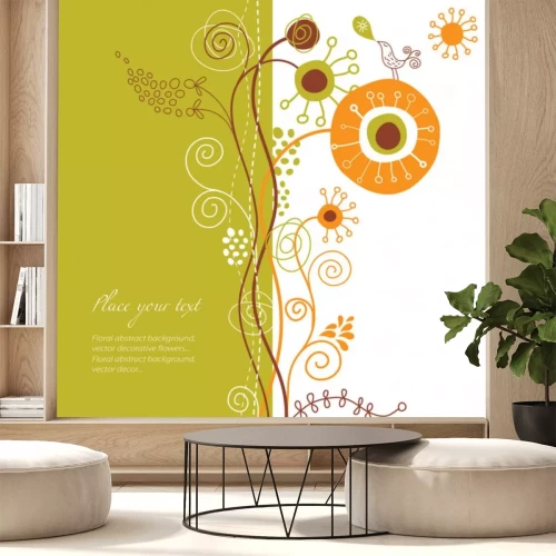 Sticker Blumen für Kinder auf einer farbigen Illustration