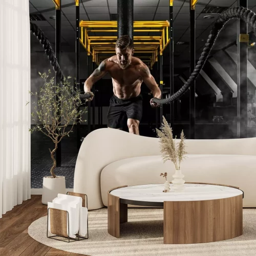 Fototapete Mann, der Seile wirft