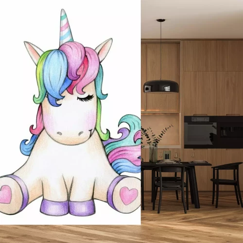Sticker Märchenhaftes Zeichentrick-Einhorn