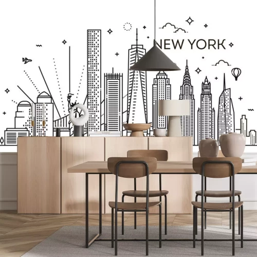 Sticker New York City-Skyline, Vektorillustration, flaches Design