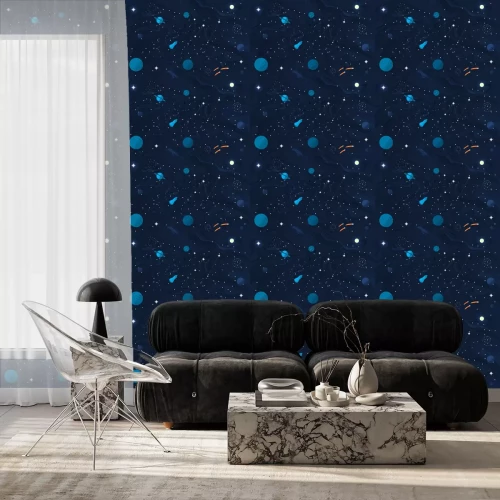 Tapete Platz flachen Hintergrund mit Planeten und Sternen