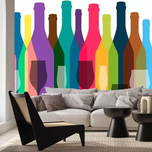 Sticker Bunte Flaschen und Gläser in verschiedenen Formen