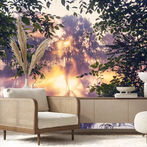 Fototapete Morgendämmerung an mysteriösem See