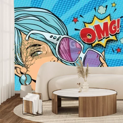 Fototapete Pop-Art-Porträt einer Brillenträgerin