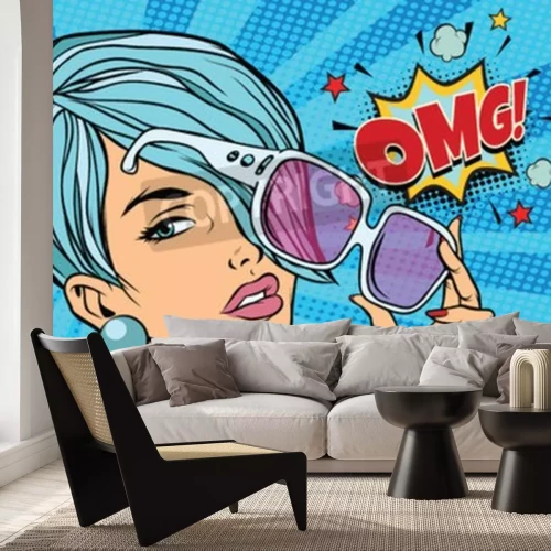 Fototapete Pop-Art-Porträt einer Brillenträgerin