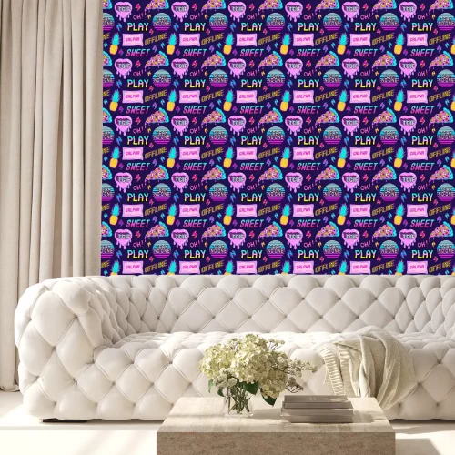 Tapete Untertitel im Stil von Ananaspizza und Videospielen