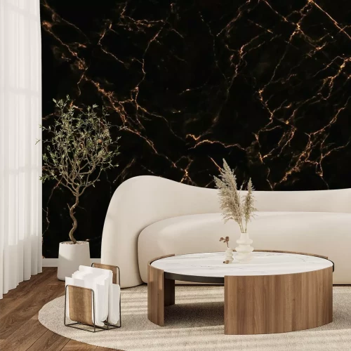 Fototapete Orange Kratzer auf schwarzem Marmor