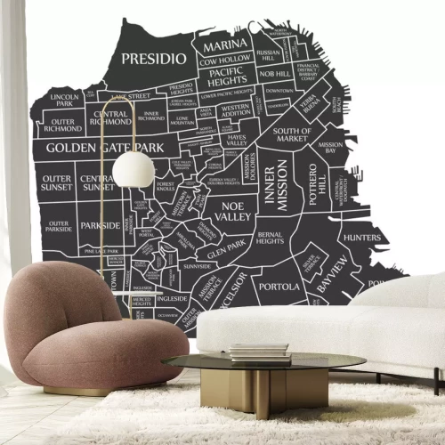 Sticker San Francisco city map USA labelled black illustration