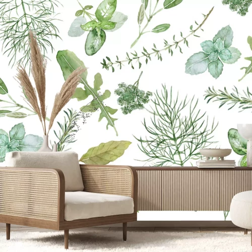 Fototapete Aquarellpflanzen vom Feld