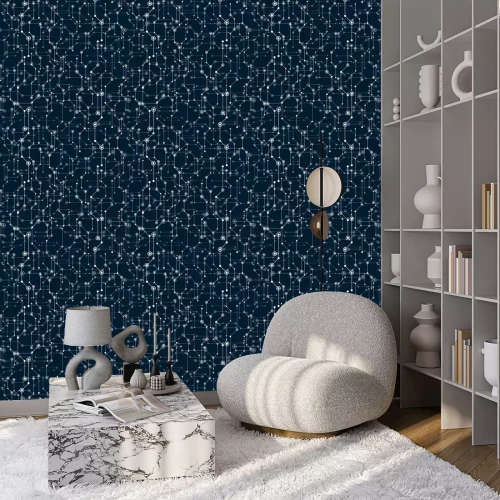 Tapete Dunkelblaues Muster mit Netzwerkverbindungen