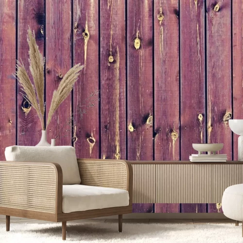 Fototapete Gealterte violette Shabby Bretter
