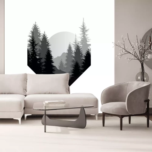 Sticker Sonnenuntergang auf einem Waldhintergrund