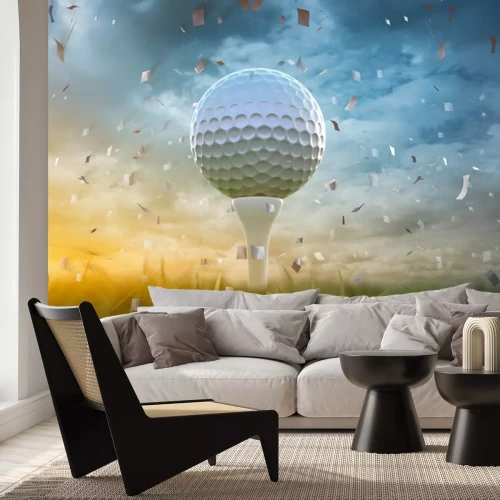 Sticker Golfball und Konfetti Grafik 3D