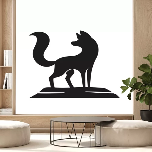 Sticker Füchse schwarze Silhouette Fuchs mit erhobenem Schwanz