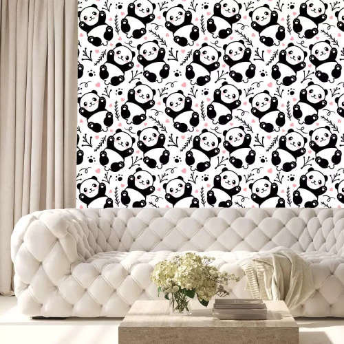 Tapete Kleines süßes Panda-Muster für Kinder