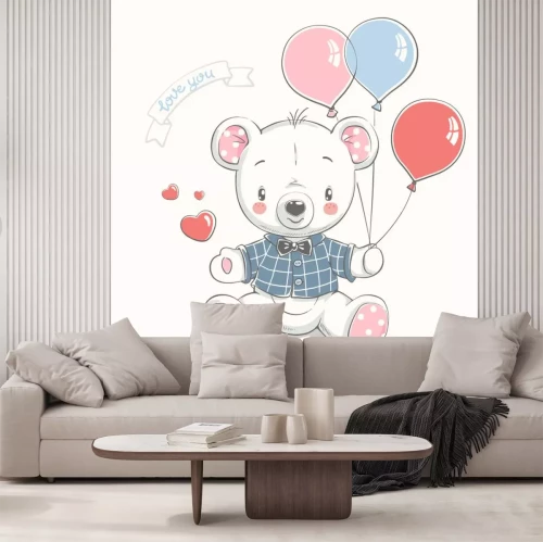 Sticker Bärchen in einem eleganten Outfit mit Luftballons