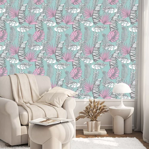 Tapete Zarte tropische Blattpflanzen