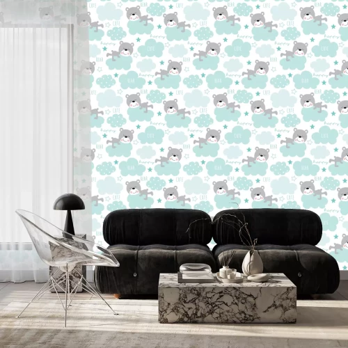 Tapete nahtlose Teddybär und Wolken Muster Vektor-Illustration