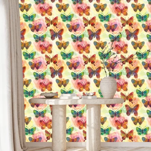 Tapete Schmetterlinge unter Rosen