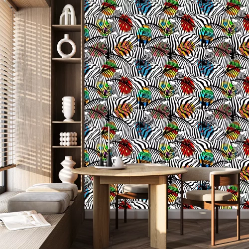 Tapete Zebras und bunte Eier