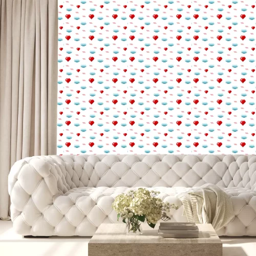 Tapete Herzen aus Pixeln