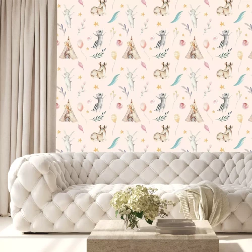 Tapete Boho-Muster mit Tieren