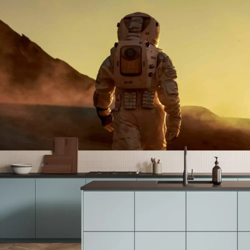 Fototapete Astronaut auf dem Mars bei Sonnenuntergang